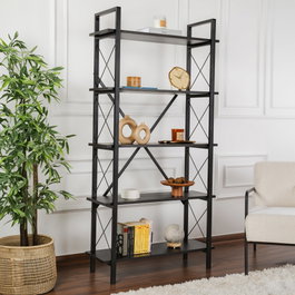 Nordure Elysian Estantería de Madera Negra y Negra